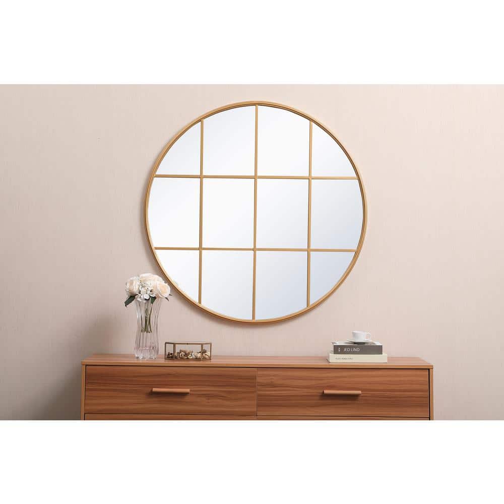 Elegant Decor - Metal windowpane mirror 42 inch x 42 inch - Brass price history on PriceWatchPro