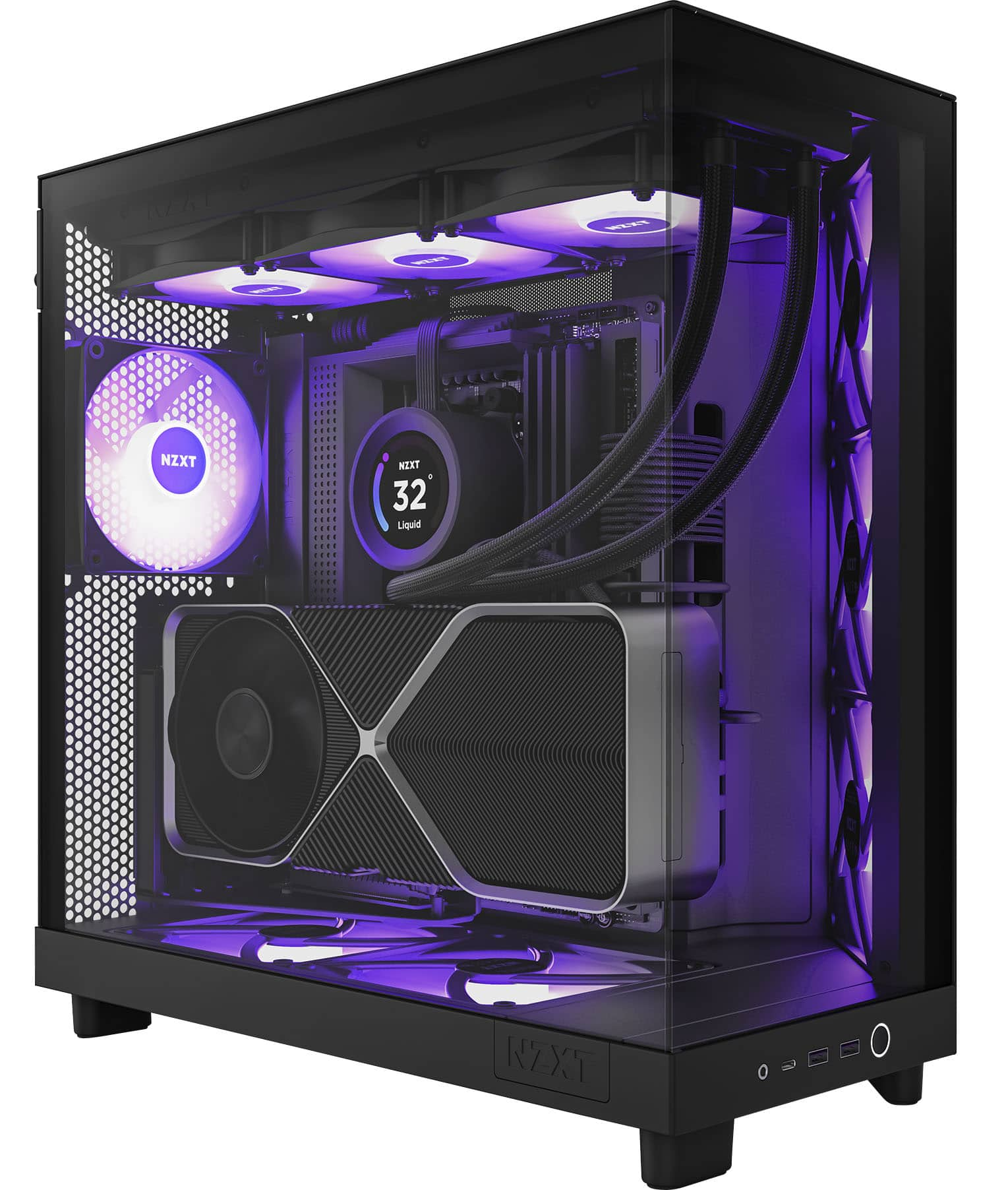 NZXT H6 Flow RGB ATX MidTower PC Case with Dual Chamber Black CCH61FB