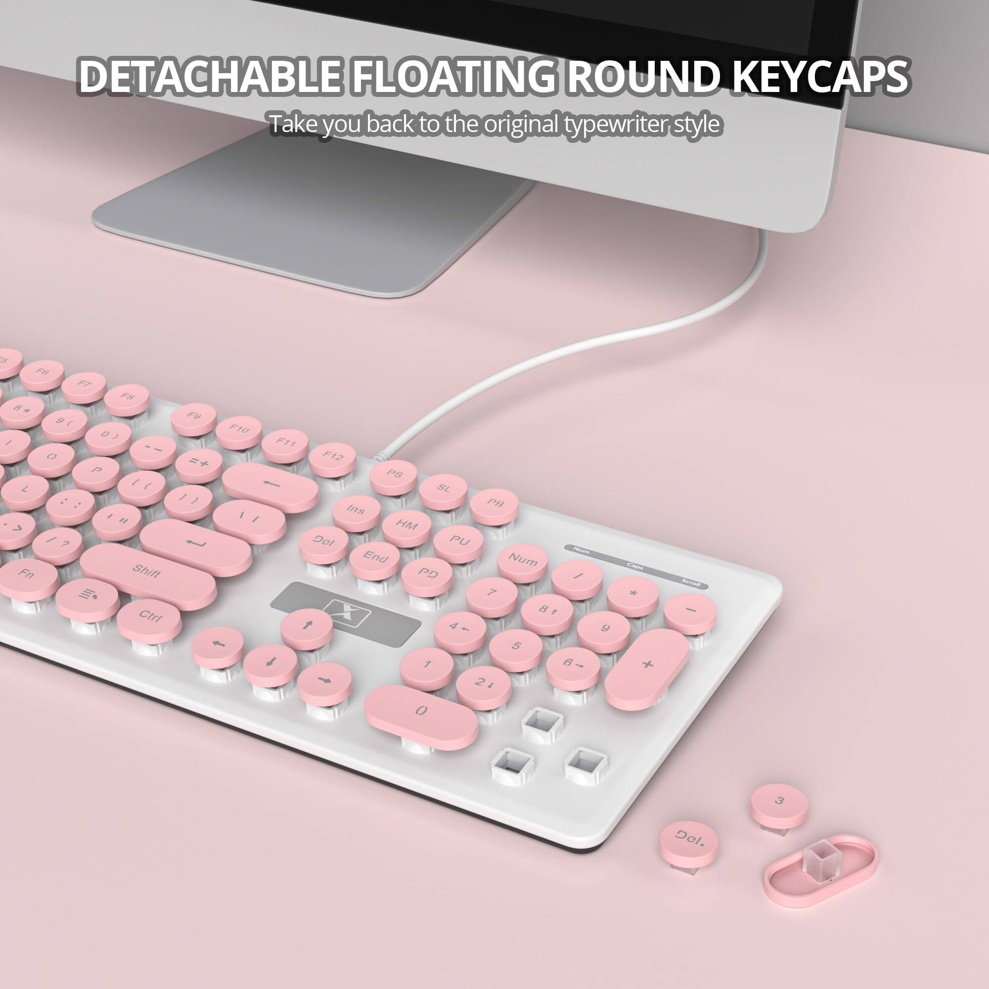 DETACHABLE FLOATING ROUND KEYCAPS  
Take you back to the original typewriter style