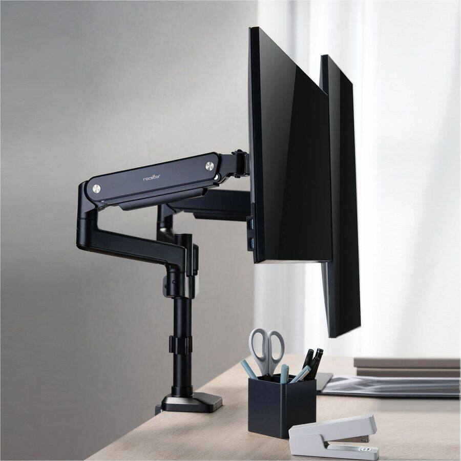 Alt View 3. Rocstor - Rocstor ErgoReach Mounting Arm for LED Display, LCD Display, Monitor - Matt Black - Landscape/Portrait - 2 Display(s) - Matt Black.
