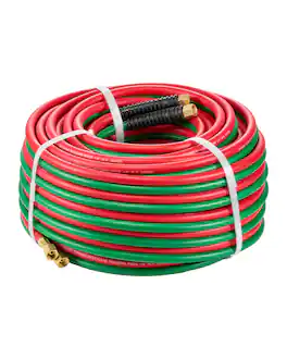 VEVOR - Oxygen Acetylene Hose, 1/4-Inch x 100FT Oxy Acetylene Hose with 9/16"-18 B Fitting, 300PSI T Grade Welding Cutting Torch - Red;Green