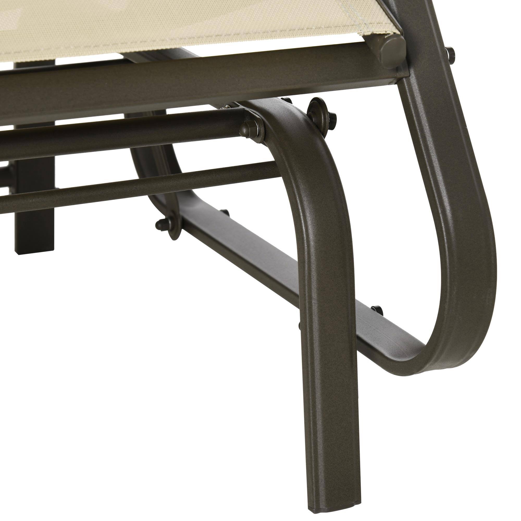 Alt View 8. Outsunny - 3-Piece Outdoor Gliders Set Bistro Set with Steel Frame, Tempered Glass Top Table for Patio, Garden, Backyard, Lawn - Beige.