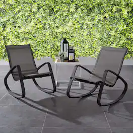 Traveler Outdoor Patio Mesh Sling Rocking Lounge Chair Set of 2 by Modway - Black Black