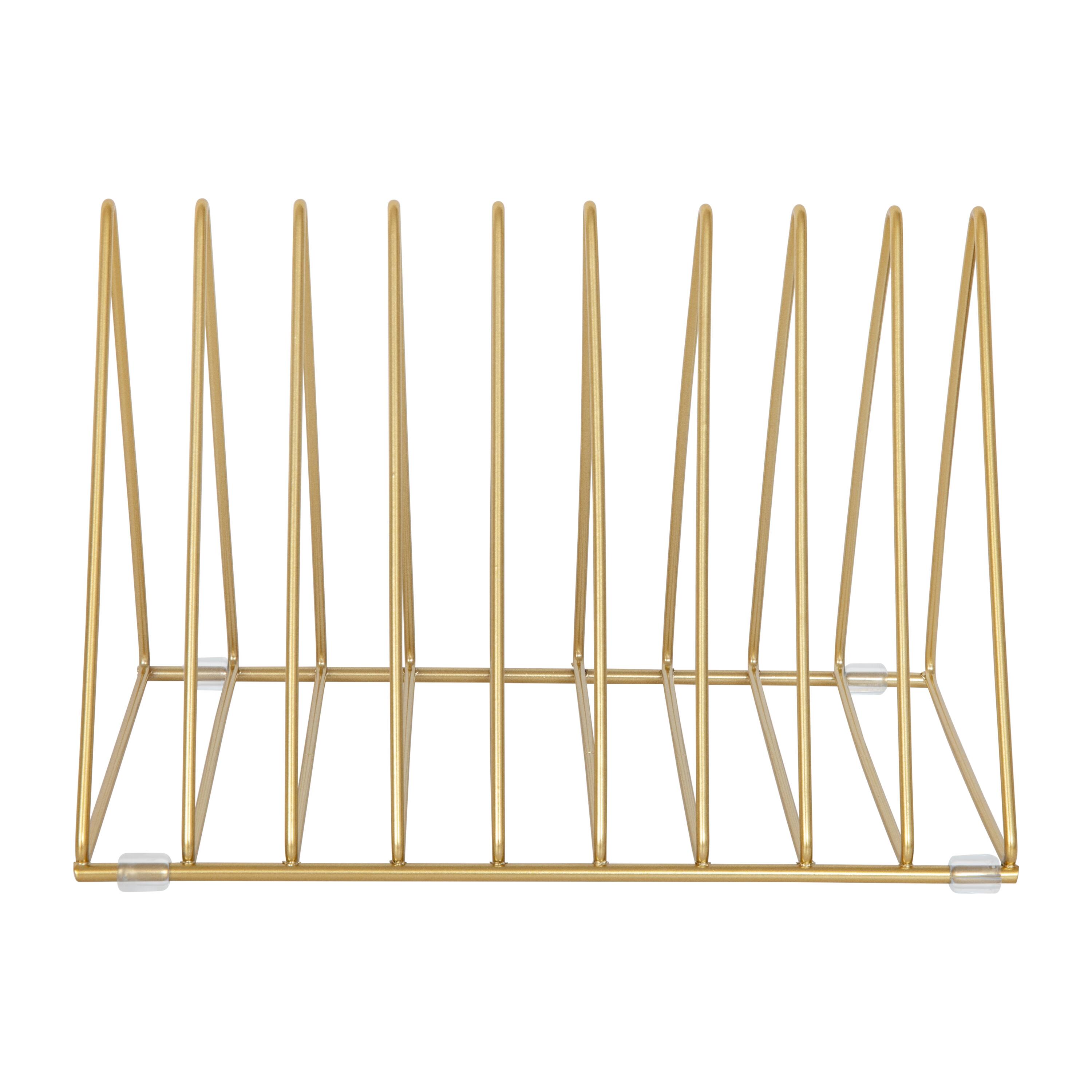 Alt View 17. Martha Stewart - Ryder Premium Metal 9 Slot Triangle Desktop Organizer - Gold.