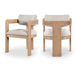 Meridian Furniture - Sacha Beige Linen Textured Fabric Upholstered Dining Chair, Set of 2 - Brown