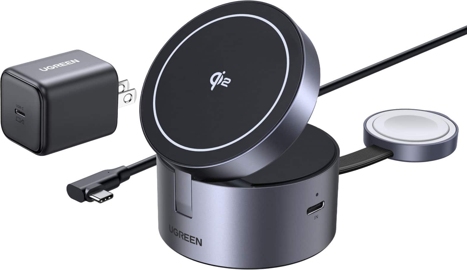UGREEN - 3-in-1 Qi2 15W Fast Wireless Charger, Foldable Char