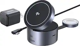 UGREEN - 3-in-1 Qi2 15W Fast Wireless Charger, Foldable Charging Station for iPhones, Apple Watch, AirPods(Adapter Included) - Black