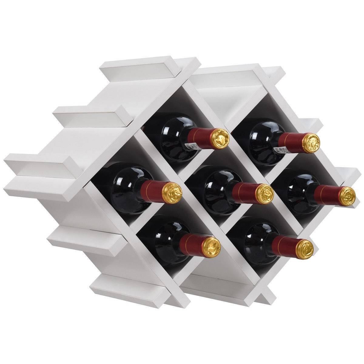 Alt View 1. Hivvago - White 5-Piece Wall Mounted Wine Rack Set with Storage Shelves - White.