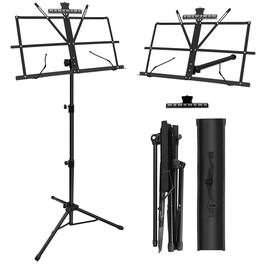 MAGICAL RUBS - 1 Pack Music Stand With Sheet Clip Holder & Carrying Bag Adjustable Height - The height of the music stand - 1 Pack Black