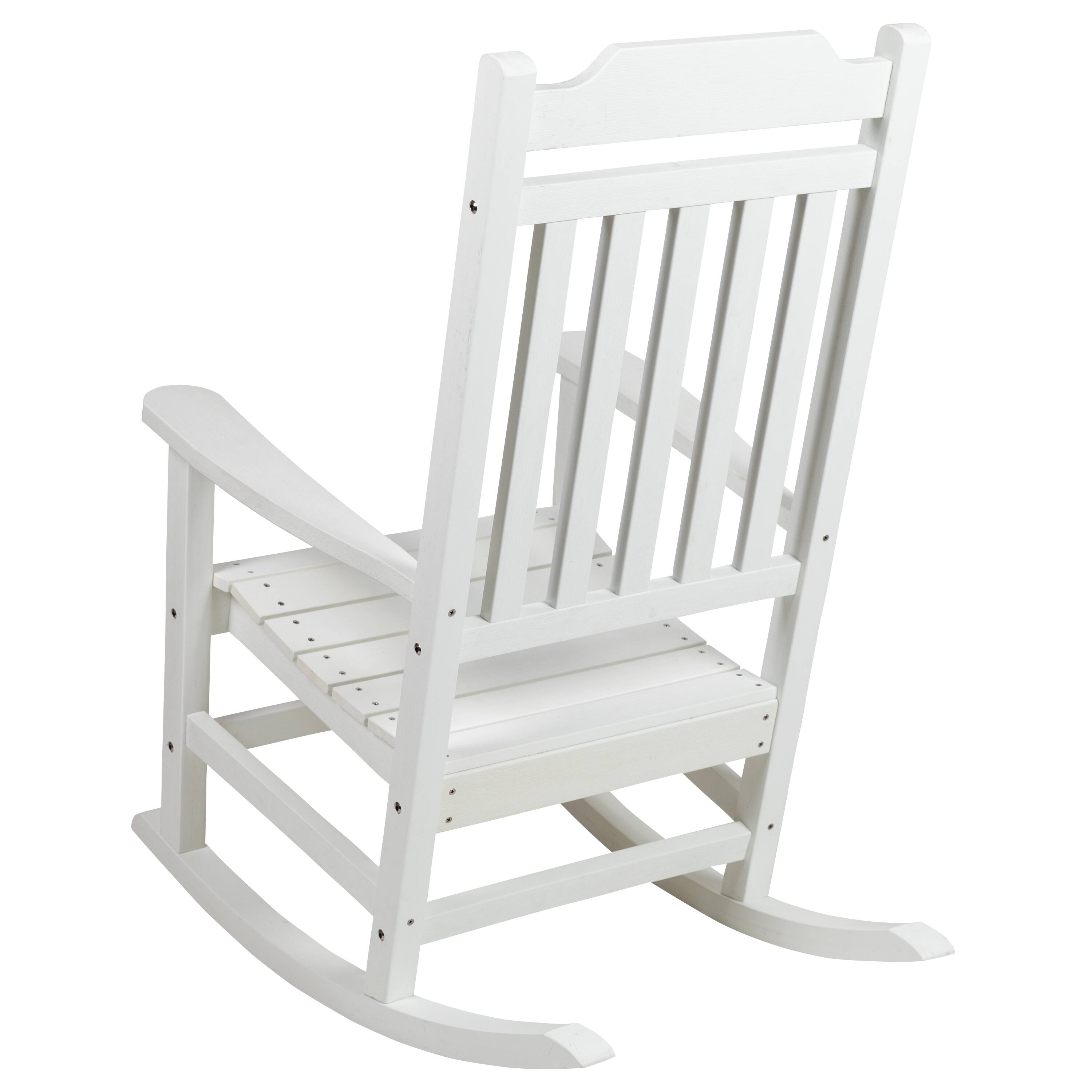 Alt View 6. Emma + Oliver - Set of 2 All-Weather Poly Resin Faux Wood Rocking Chairs for Porch &Patio - White.