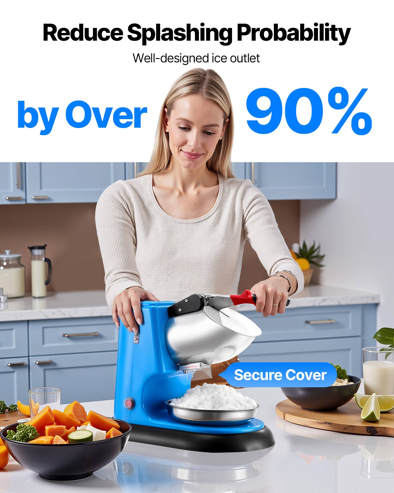 Reduce Splashing Probability Well-designed ice outlet by Over 90% Secure Cover