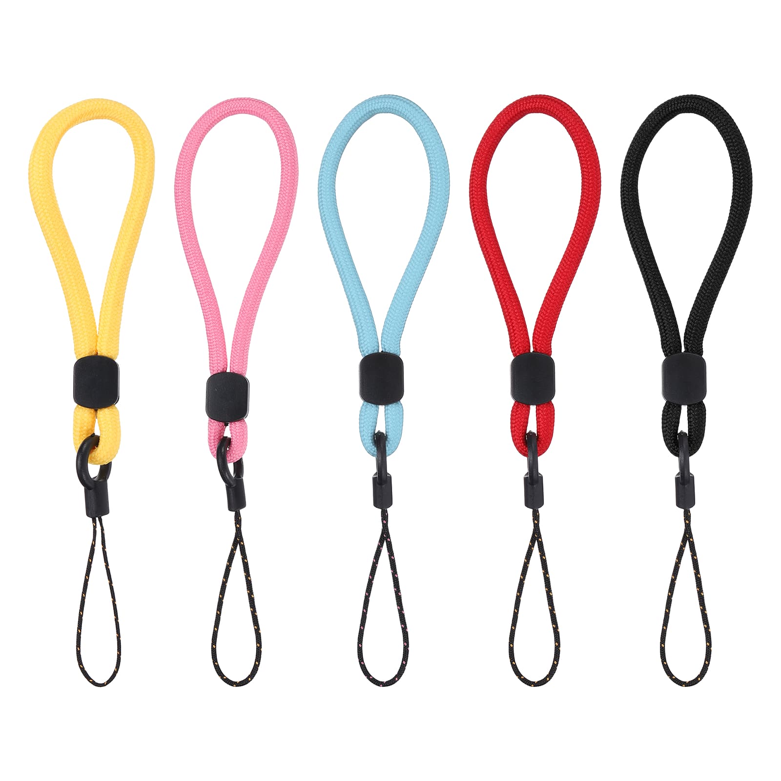 Unique Bargains - 5pcs Phone Lanyards Finger Strap, Short Anti-loss Hanging Rope for Phone, Key, Flashlight, USB Badge - Black, Pink, Red, Yellow, Blue price history on PriceWatchPro