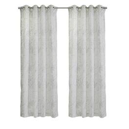 Commonwealth Home Fashions - Habitat Valentina Sheer Window Treatment Tone on Tone Motif Grommet Curtain Panel 52" x 95" - White