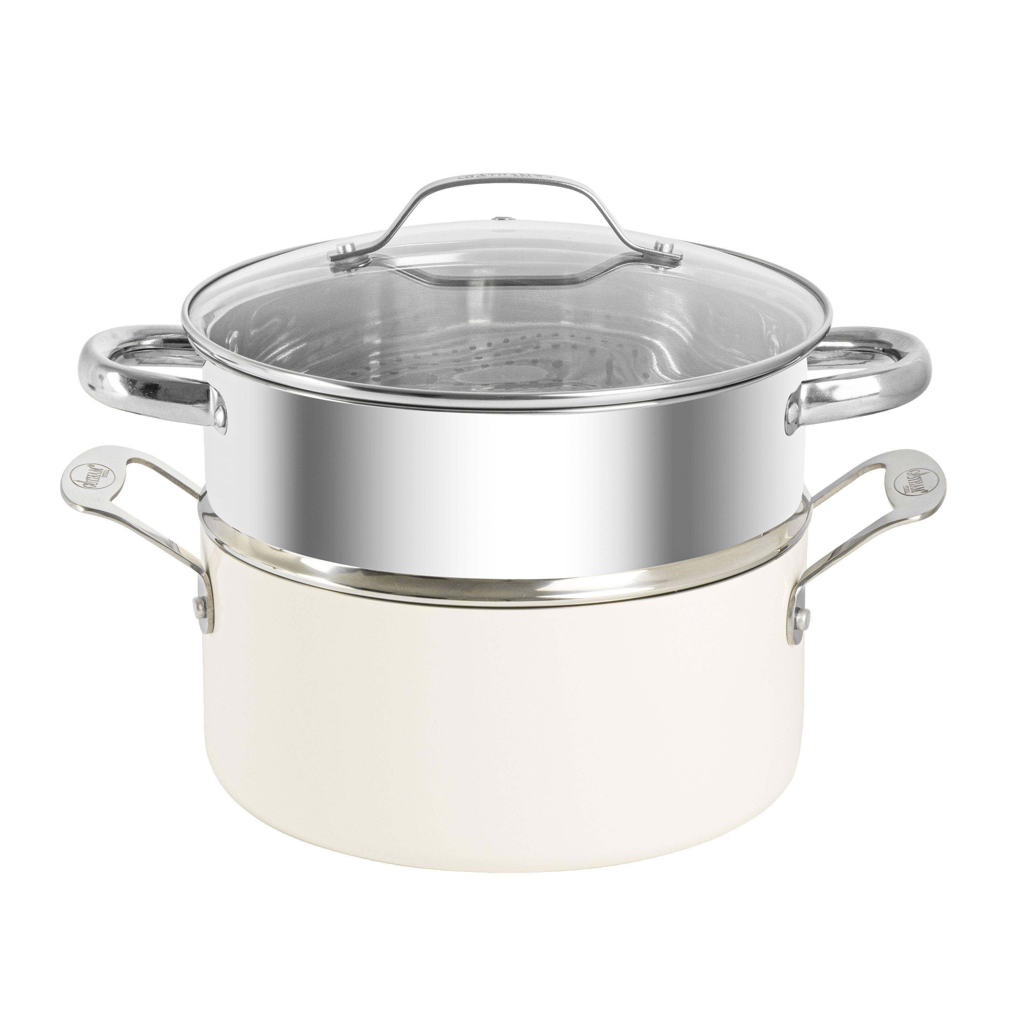 Alt View 5. Gotham Steel - Gotham Steel Cream 12-Piece Ultra Nonstick Ceramic Cookware Set with Stay Cool Handles - Cream.