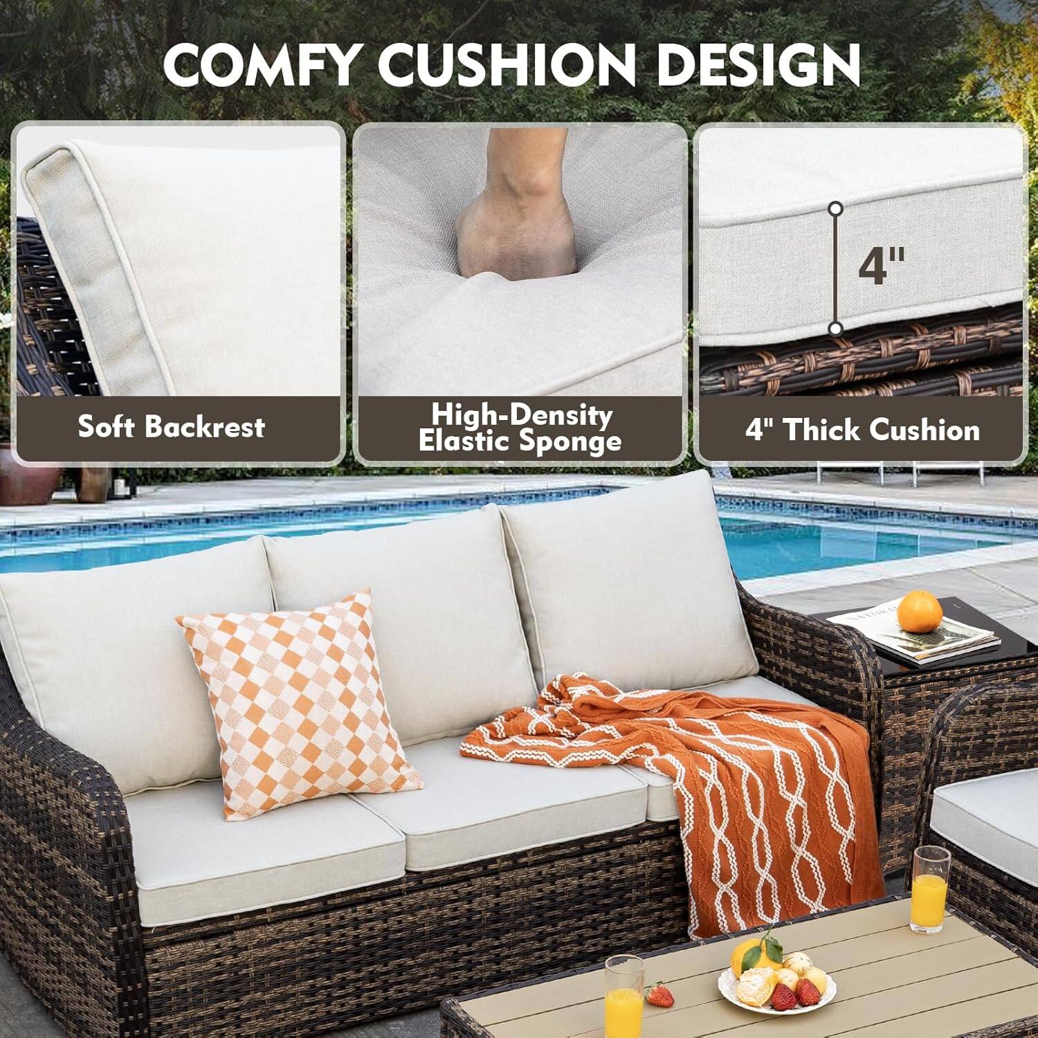 COMFY CUSHION DESIGN

- Soft Backrest
- High-Density Elastic Sponge
- 4" Thick Cushion