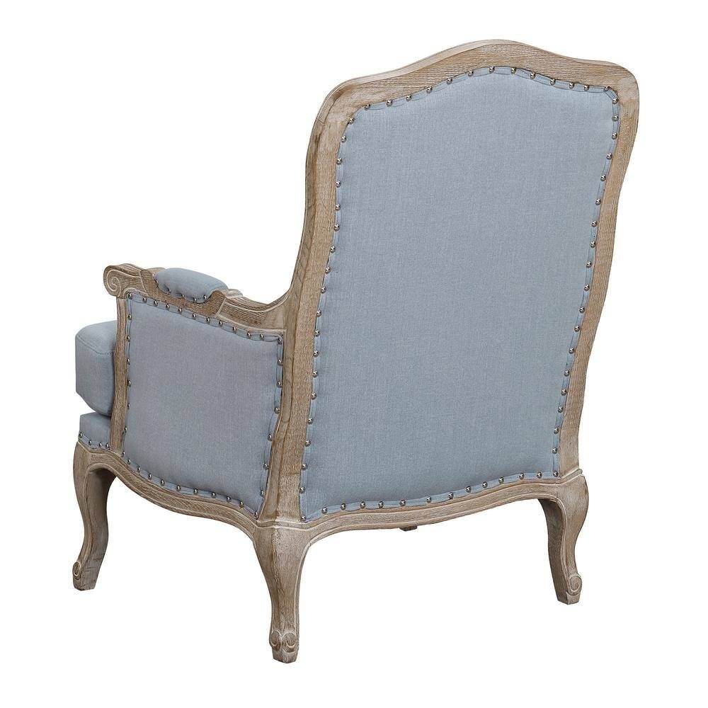 Angle. FurniFact - Elegant Blue Accent Chair with Plush Cushions for Living Room Comfort - Light Blue.