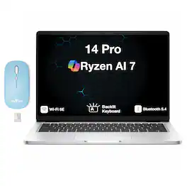 Dell - Upgraded - Pro 14 Laptop 14.0 WUXGA Display (Ryzen AI 7 350, 32GB, 1TB SSD, Win 11 Pro) w/Dockztorm Wireless Mouse - Platinum Silver
