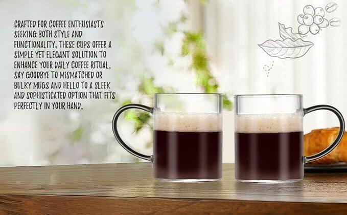 Crafted for coffee enthusiasts seeking both style and functionality, these cups offer a simple yet elegant solution to enhance your daily coffee ritual. Say goodbye to mismatched or bulky mugs and hello to a sleek and sophisticated option that fits perfectly in your hand.