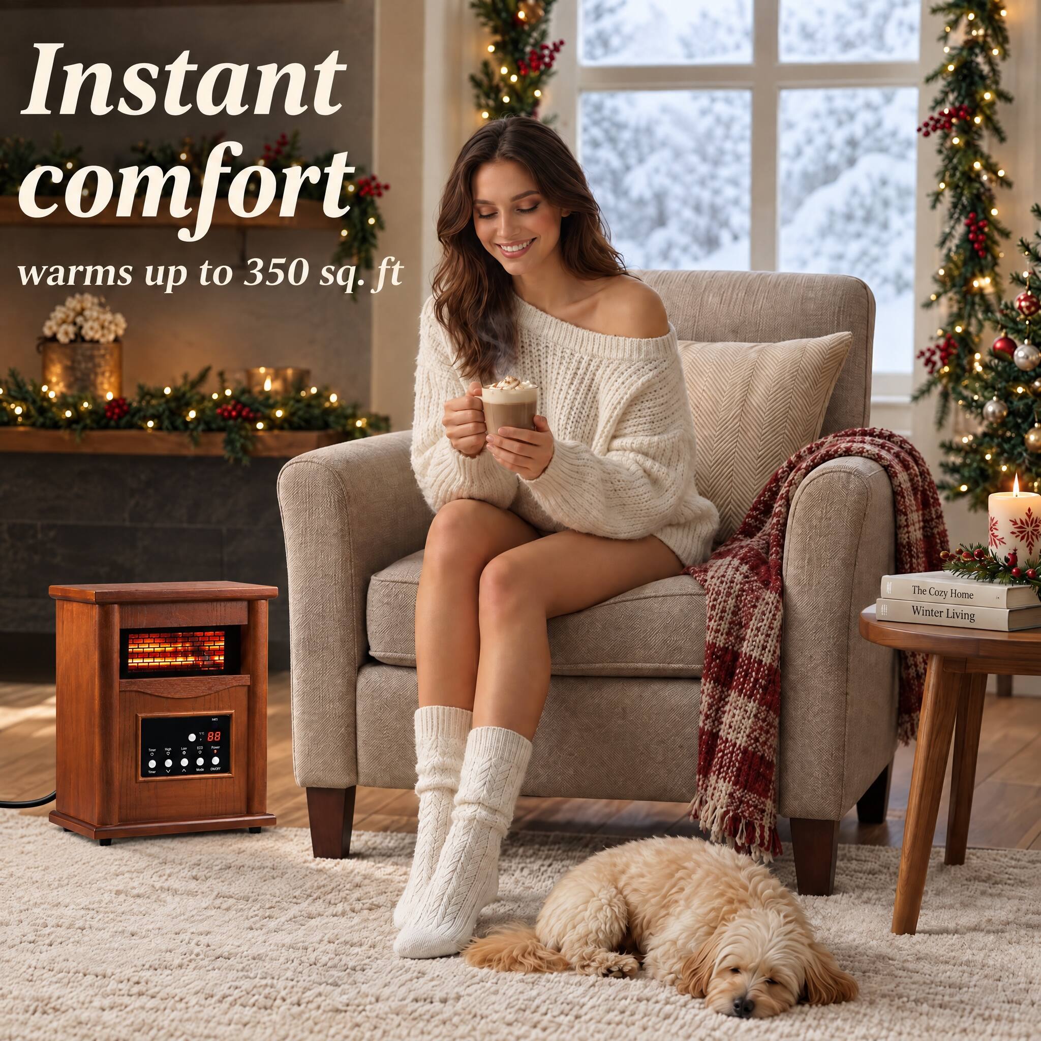 Instant comfort warms up to 350 sq. ft

The Cozy Home Winter Living