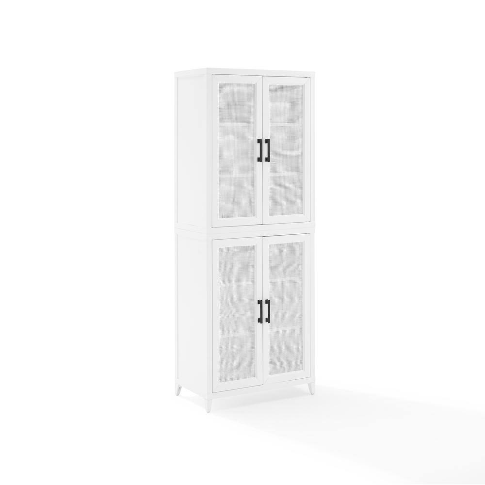 Angle. Crosley Furniture - Milo Tall Kitchen Storage Pantry - 2 Stackable Pantries - White.