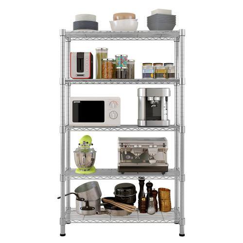 Alt View 7. Winado - 5 Tier Multicolor Metal Wire Shelving Unit Adjustable NSF Heavy Duty Metal Shelf Storage Rack for Home Kitchen Garage - Chrome.