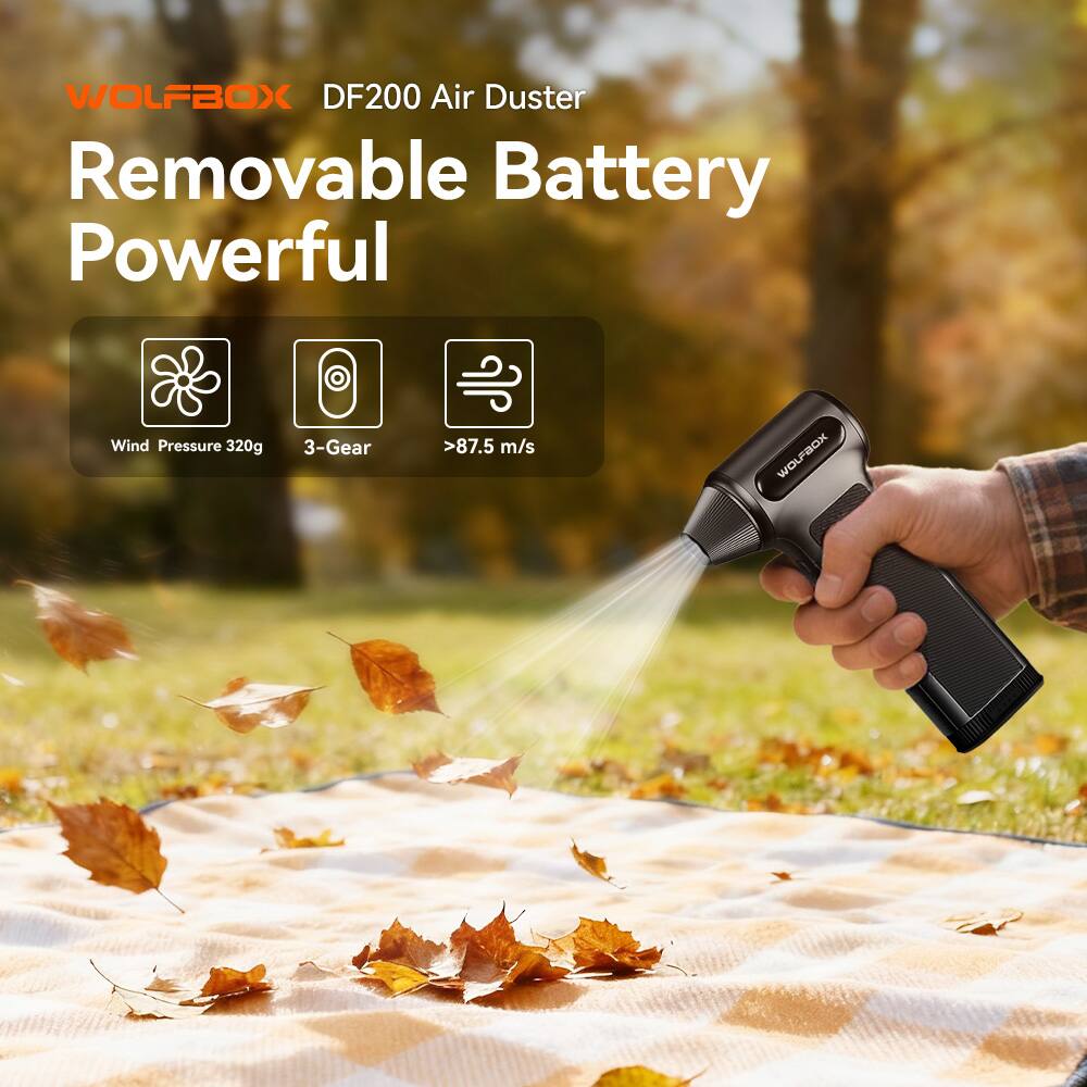 WOLFBOX DF200 Air Duster  
Removable Battery  
Powerful  

Wind Pressure 320g  
3-Gear  
>87.5 m/s