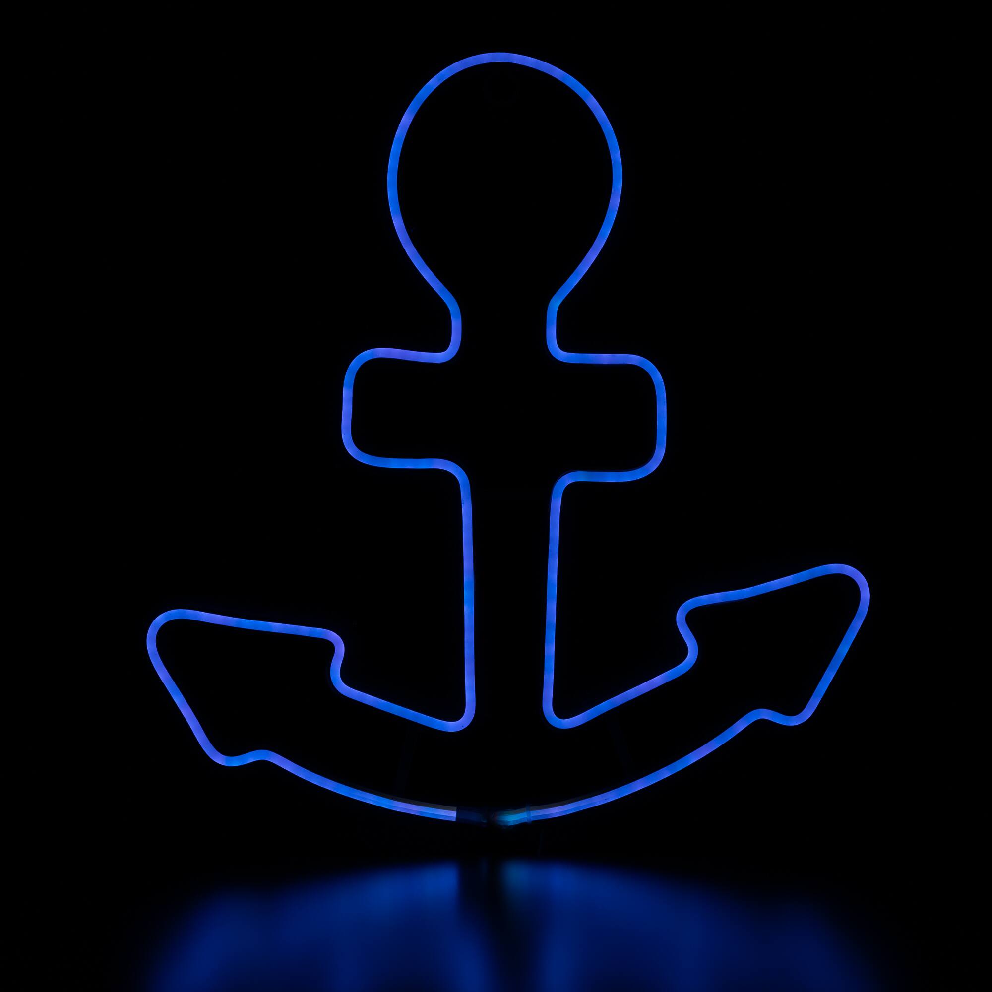 Front. Northlight - LED Anchor Neon Lighted Wall Art- 17" - Blue.