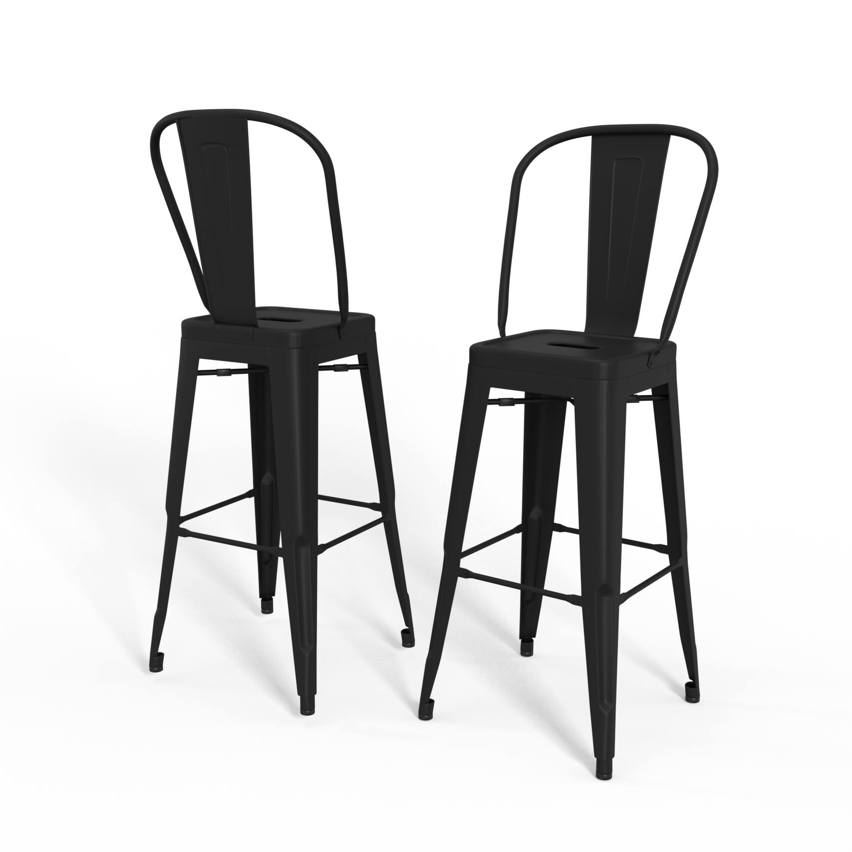 Simpli Home - Fletcher Metal Bar Stool (set of 2) - Black - Front_Zoom