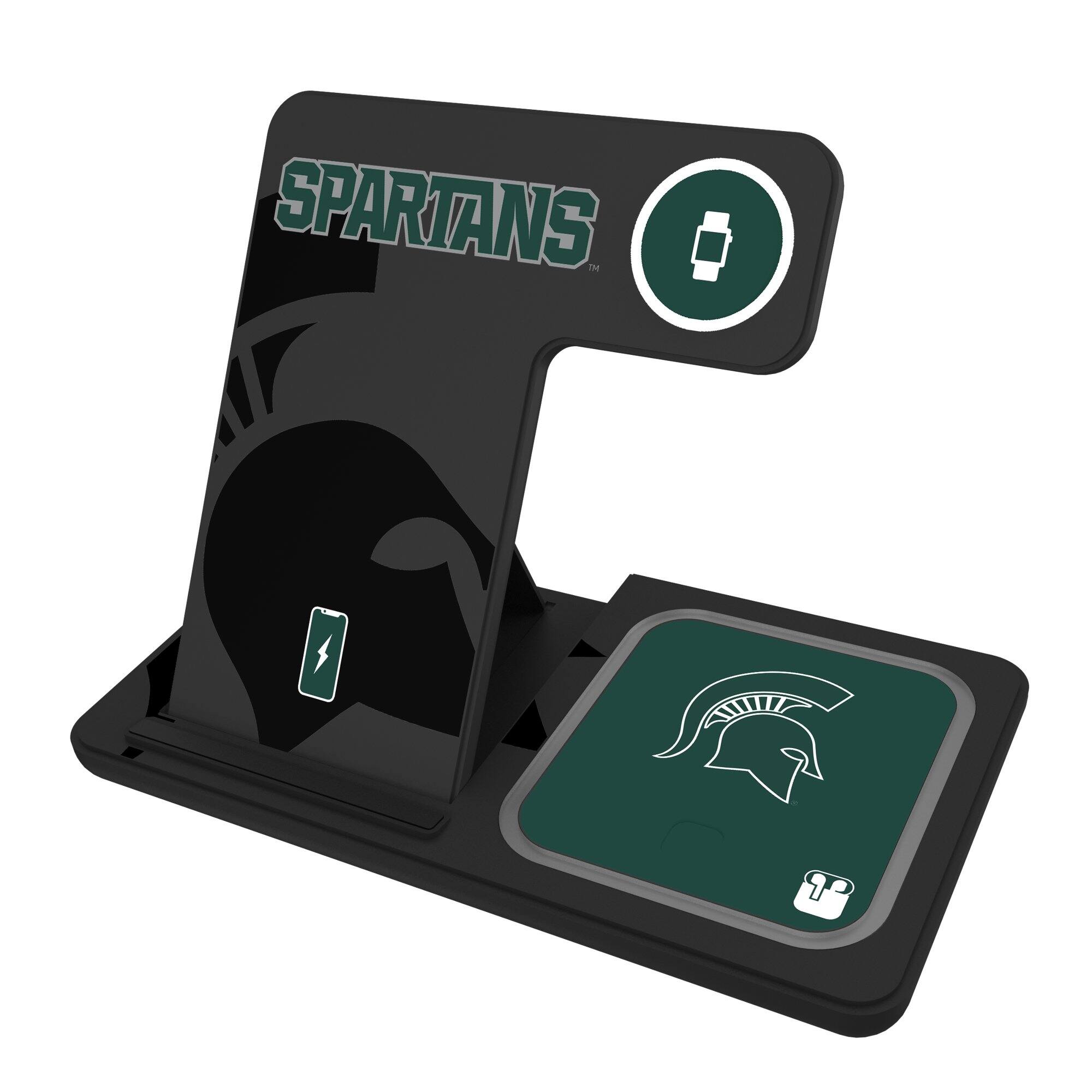 Front. Keyscaper - Michigan State Spartans 3-In-1 Wireless Charger - Multicolor.