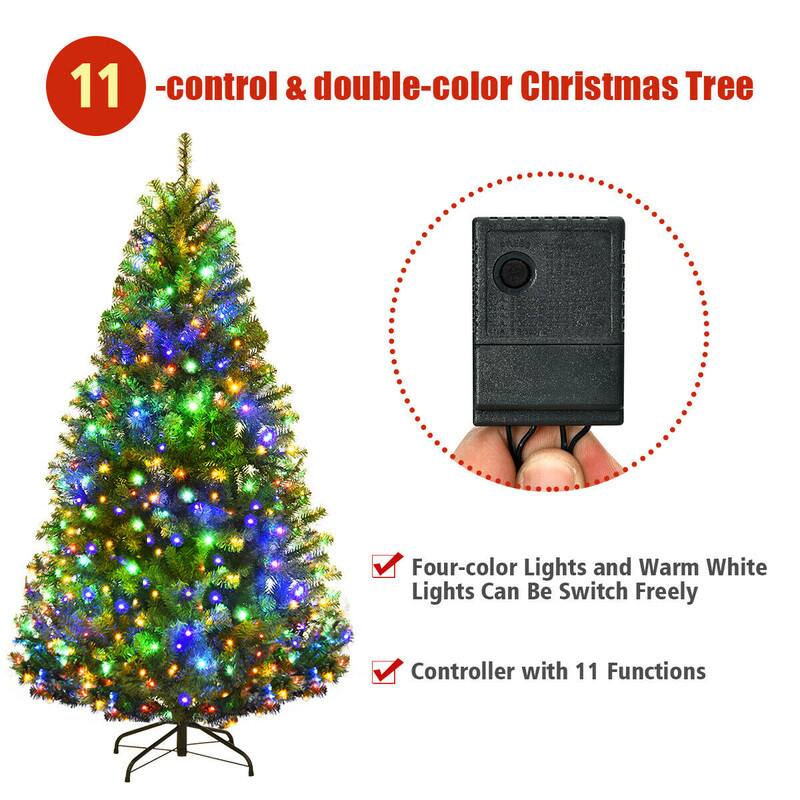11 -control & double-color Christmas Tree

Four-color Lights and Warm White Lights Can Be Switch Freely

Controller with 11 Functions