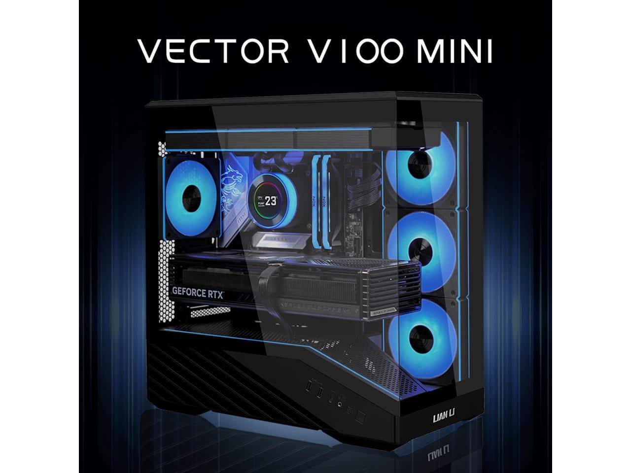 Lian Li VECTOR V100 MINI Micro Compact PC Case, Pre install 4 x