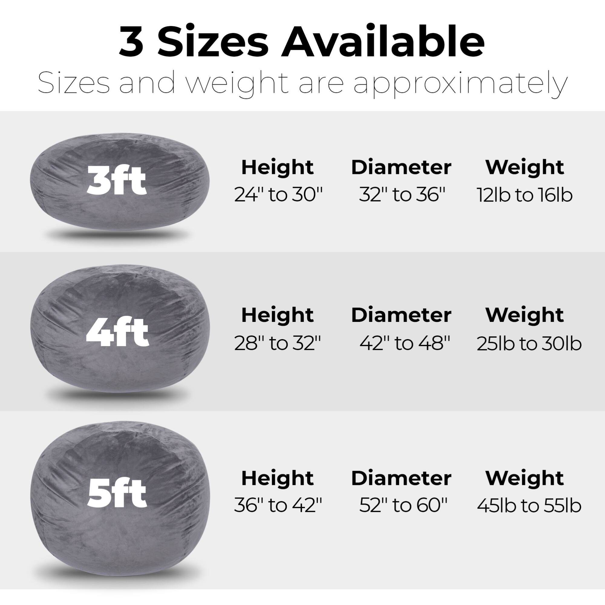 3 Sizes Available  
Sizes and weight are approximately  

3ft  
Height: 24" to 30"  
Diameter: 32" to 36"  
Weight: 12lb to 16lb  

4ft  
Height: 28" to 32"  
Diameter: 42" to 48"  
Weight: 25lb to 30lb  

5ft  
Height: 36" to 42"  
Diameter: 52" to 60"  
Weight: 45lb to 55lb