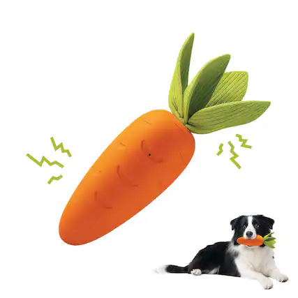 Front. PawsPik - PawsPik Carrot Natural Rubber Dog Chew Toy, Orange, Medium - orange.