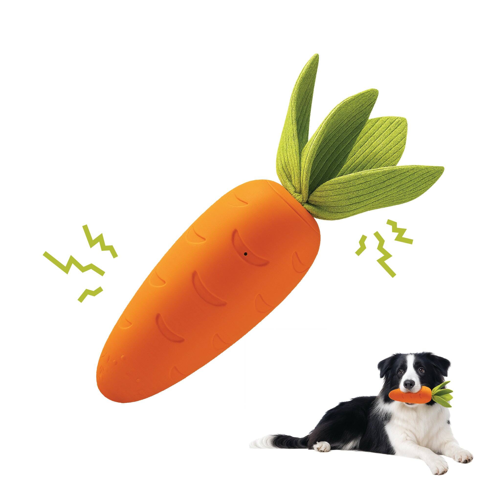 Front. PawsPik - PawsPik Carrot Natural Rubber Dog Chew Toy, Orange, Medium - orange.