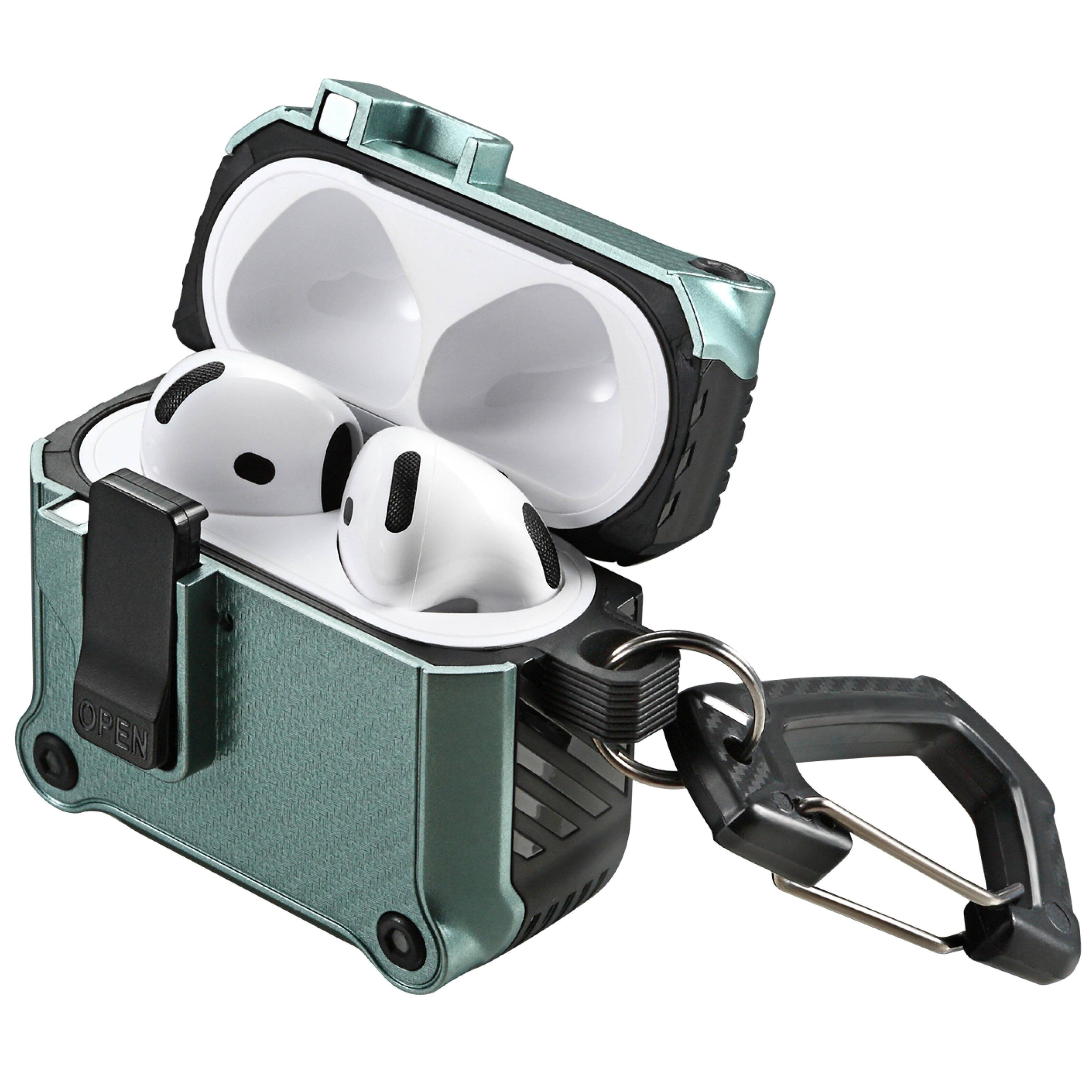 Alt View 1. Vena - Carbon Fiber Pattern Case for Apple AirPods 4 Case, Auto Open Lock Compatible with AirPods Gen 4 4th Generation, Green - Green.