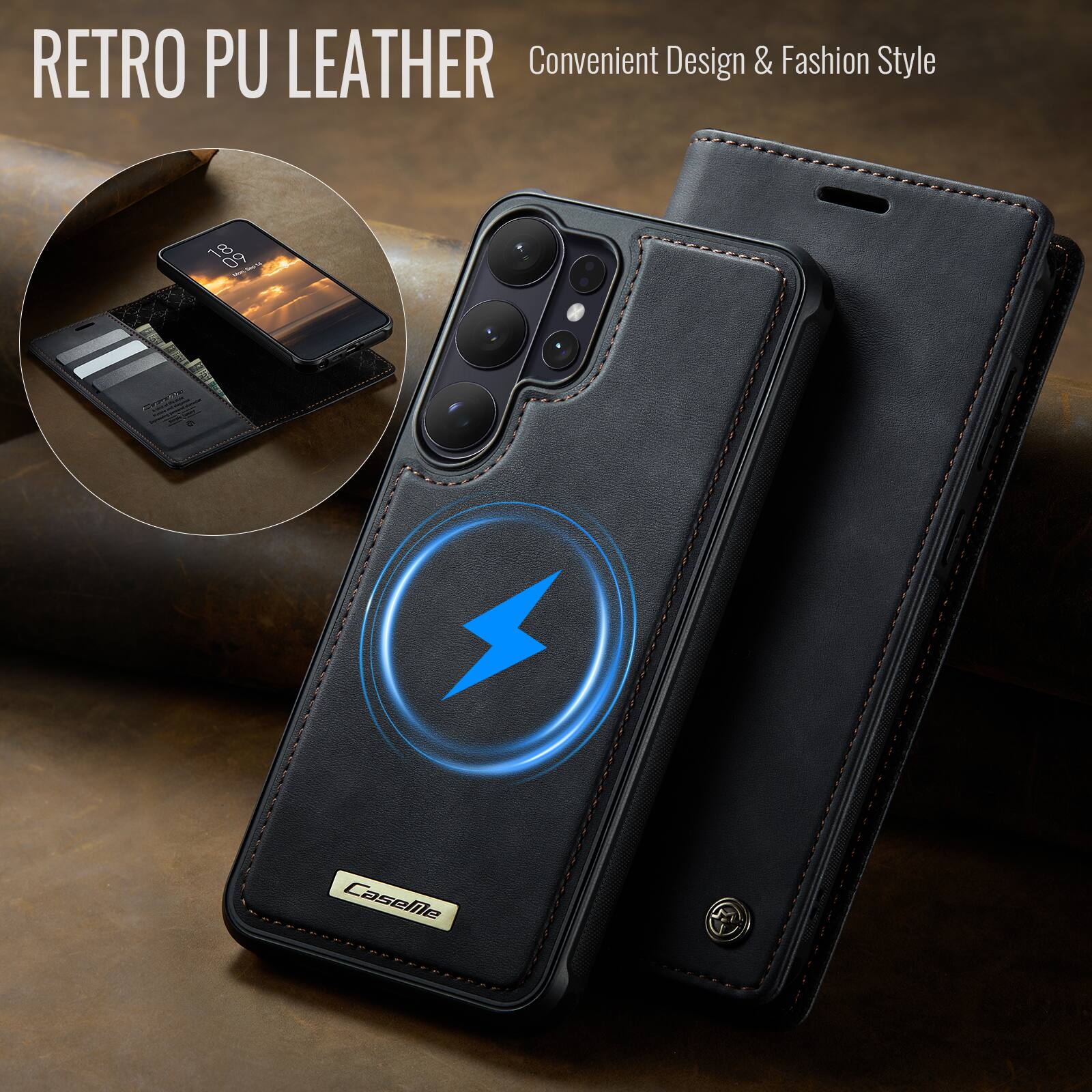 RETRO PU LEATHER  
Convenient Design & Fashion Style