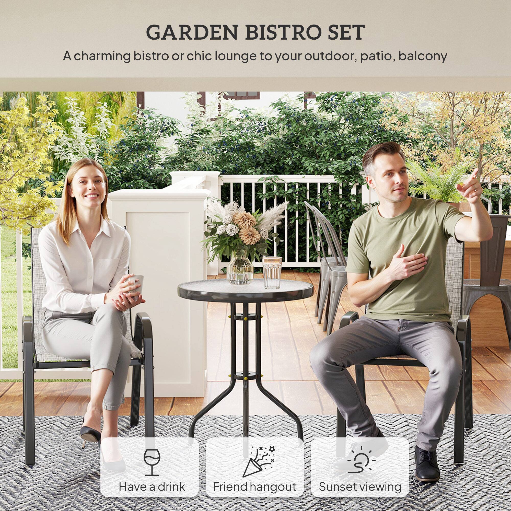 GARDEN BISTRO SET  
A charming bistro or chic lounge to your outdoor, patio, balcony  

- Have a drink  
- Friend hangout  
- Sunset viewing