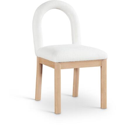 Front. Meridian Furniture - Conrad Cream Linen Textured Fabric Dining Chair - Beige.
