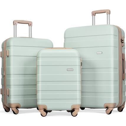 Front. LOVMOR - Lovmor 3-Piece ABS Hardshell Luggage Set 20/24/28" TSA Spinner Grey Green - Green.