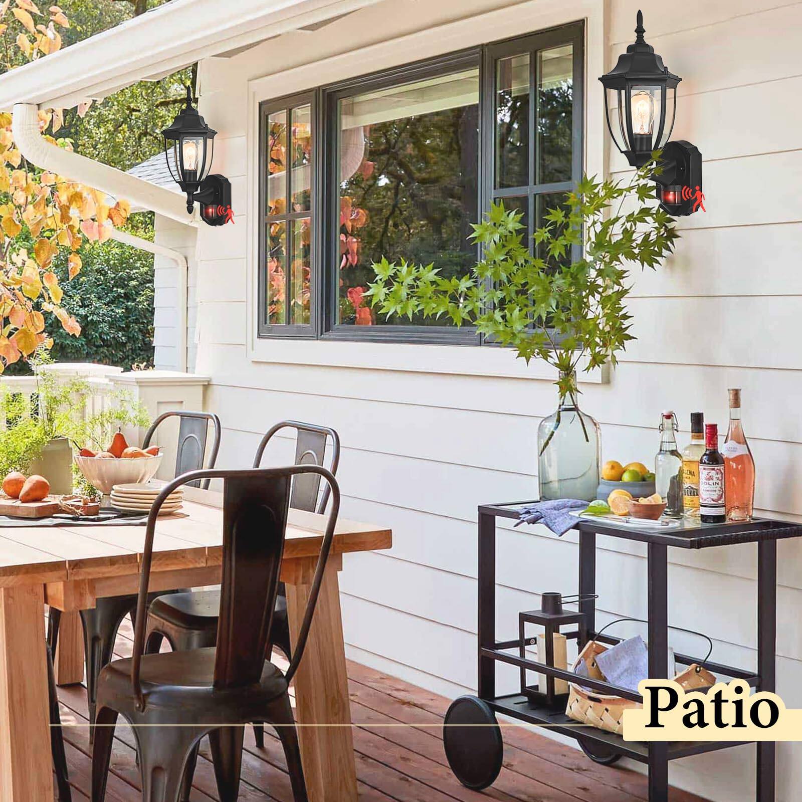 Alt View 5. VEGA AUTOMOTIVE - Porch Lights Outdoor Motion Sensor Wall Sconce Anti rust Aluminum Exterior Dusk To Dawn Light Fixture Mount - Black 1 Pack.