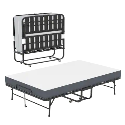 Front. GOODSILO - Extra Long and Wide Portable Folding Guest Bed with Premium Memory Foam Mattress and Heavy-Duty Steel Frame - Black.