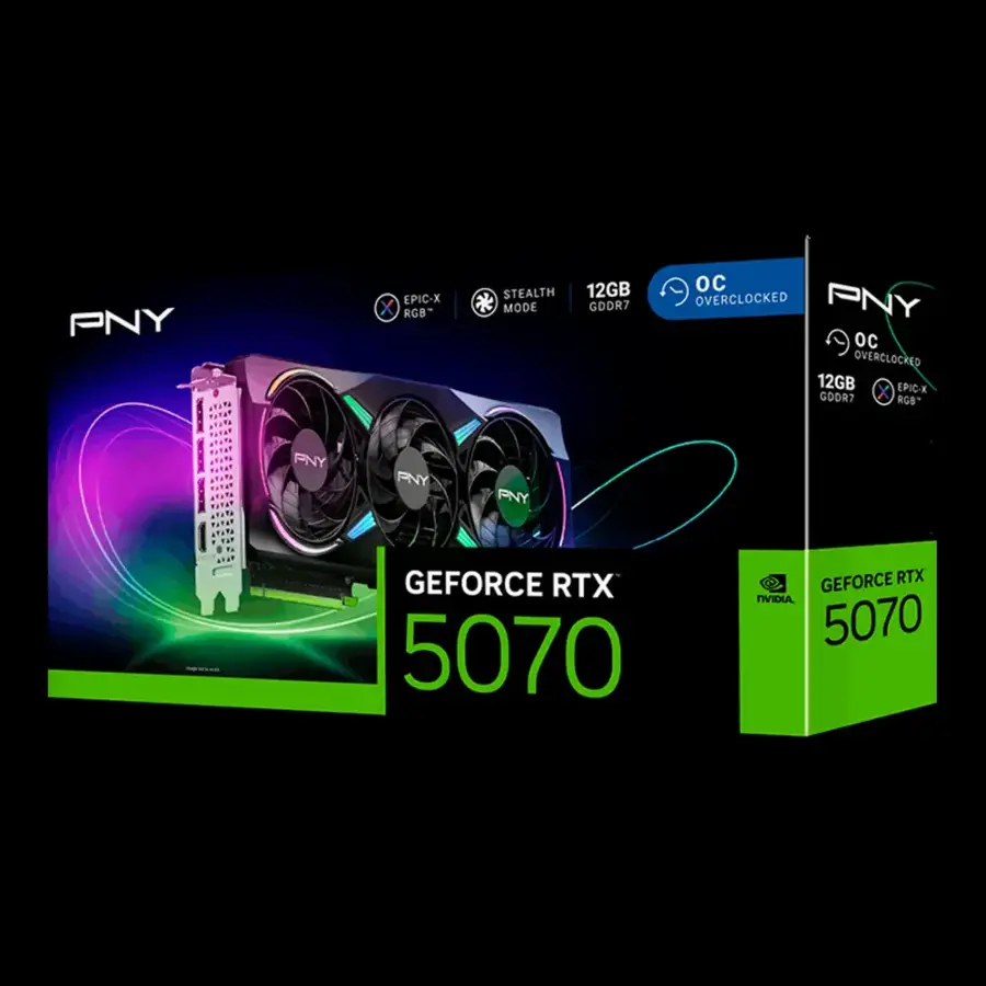 PNY GeForce RTX 5070 12GB GDDR7 OC Overclocked RGB* NVIDIA