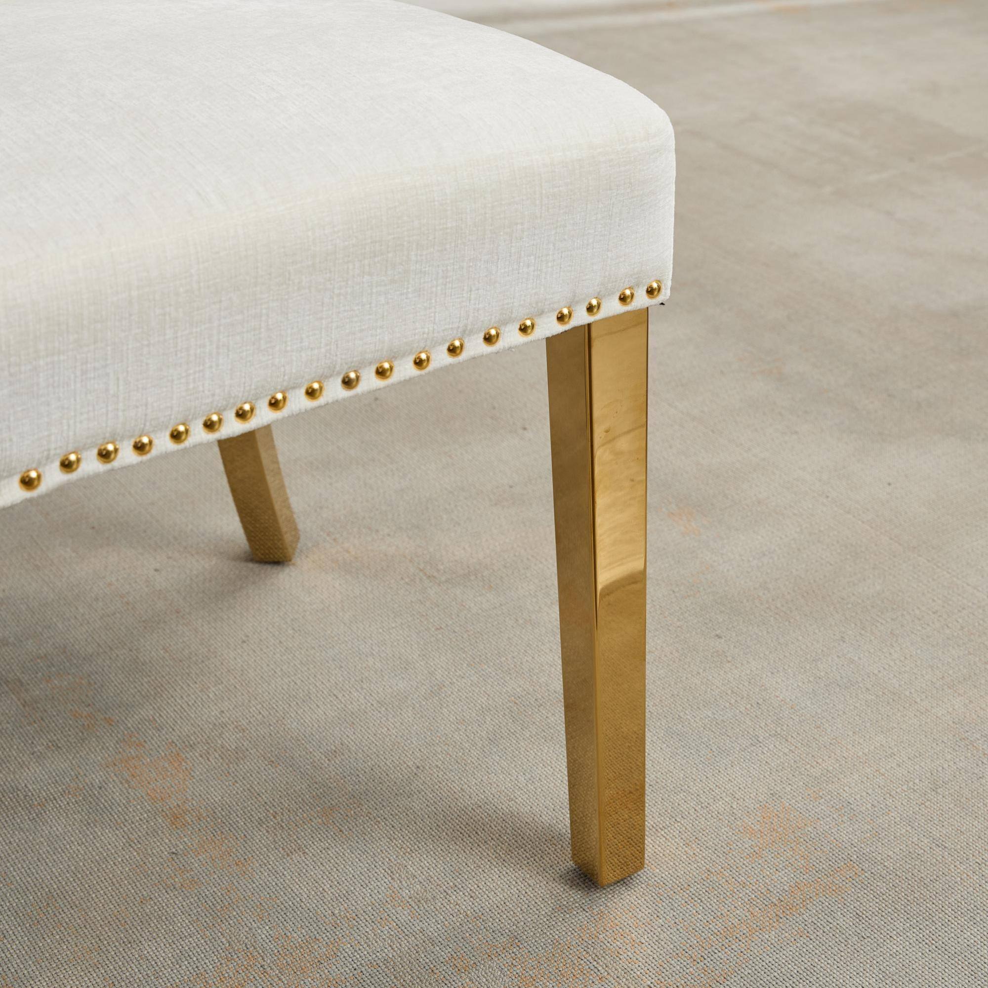 Alt View 9. GOODSILO - Modern Upholstered Dining Chairs Set of 2 with Curved Backrest and Stainless Steel Legs - Beige.