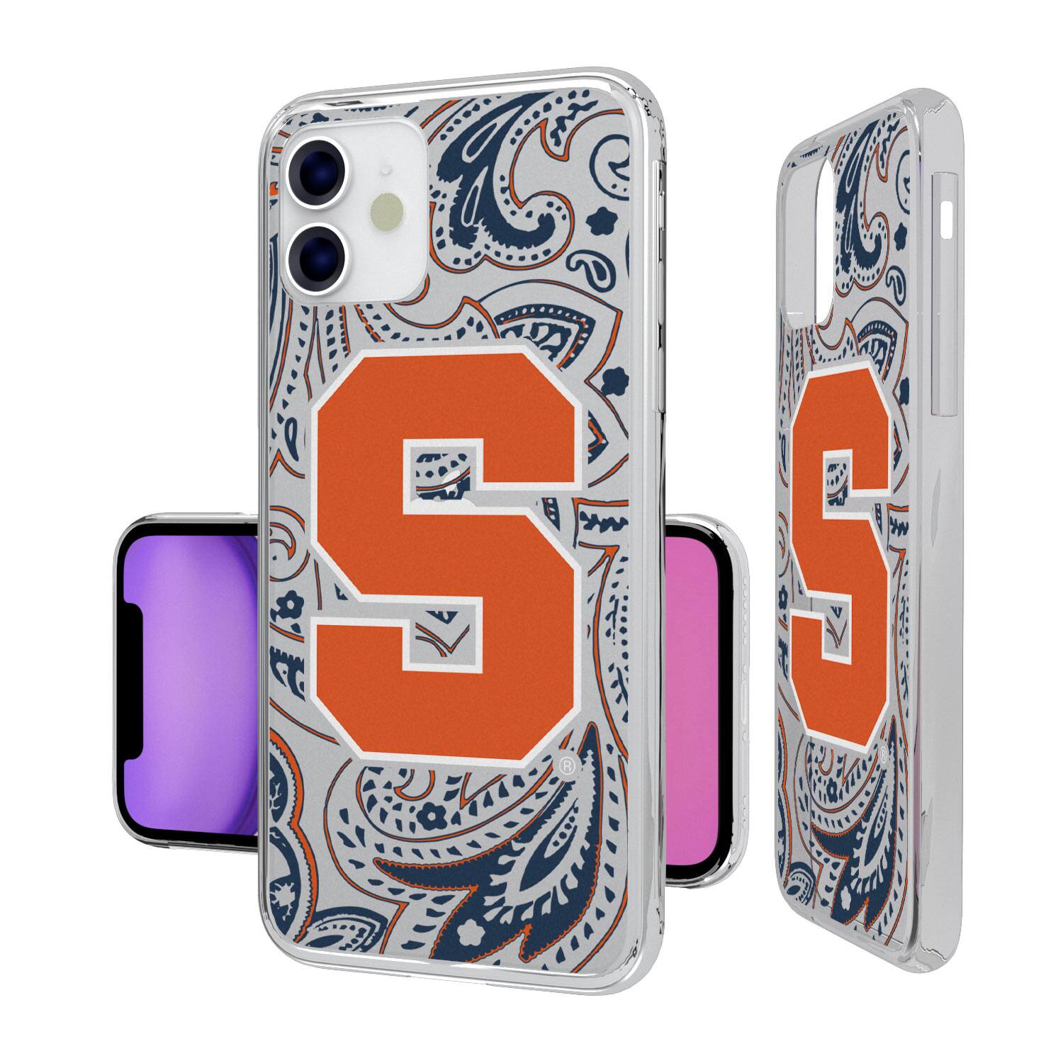 Alt View 1. Keyscaper - Syracuse Orange iPhone Paisley Design Clear Case - 12 mini - Multicolor.