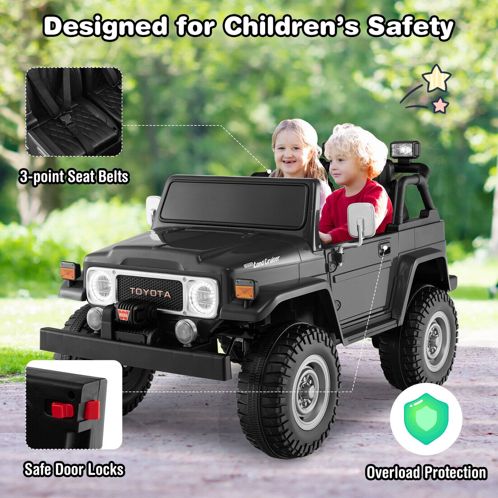 Designed for Children's Safety

3-point Seat Belts

Safe Door Locks

Overload Protection