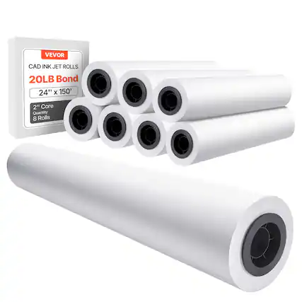 VEVOR CAD INK JET ROLLS
20LB Bond
24" x 150'
2" Core
Quantity 8 Rolls