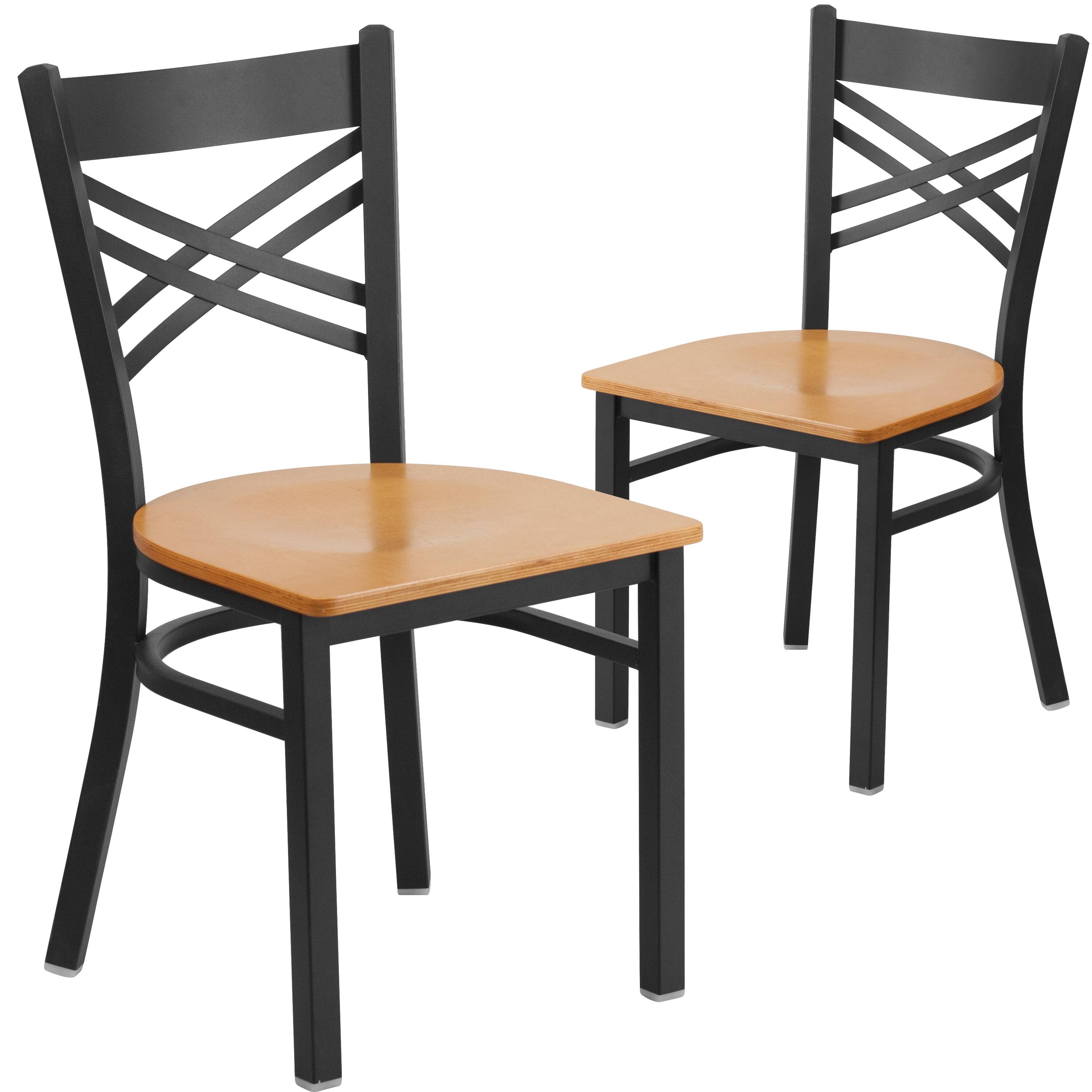 Natural Wood Seat/Black Metal Frame