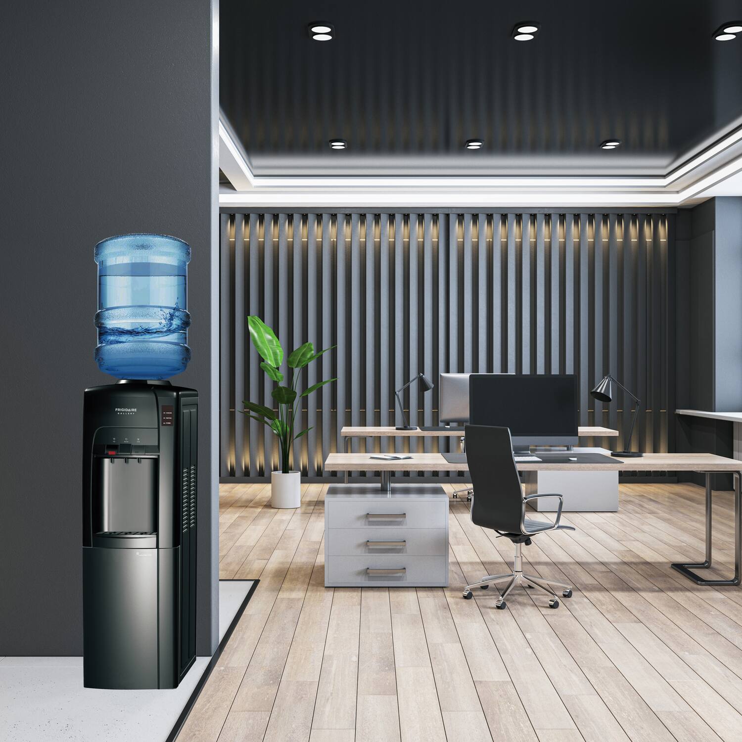 Left. Frigidaire - Frigidaire Gallery Fgwc413-black Top-load Water Cooler Dispenser With Built-in Refrigerated Compartment, Black - black.