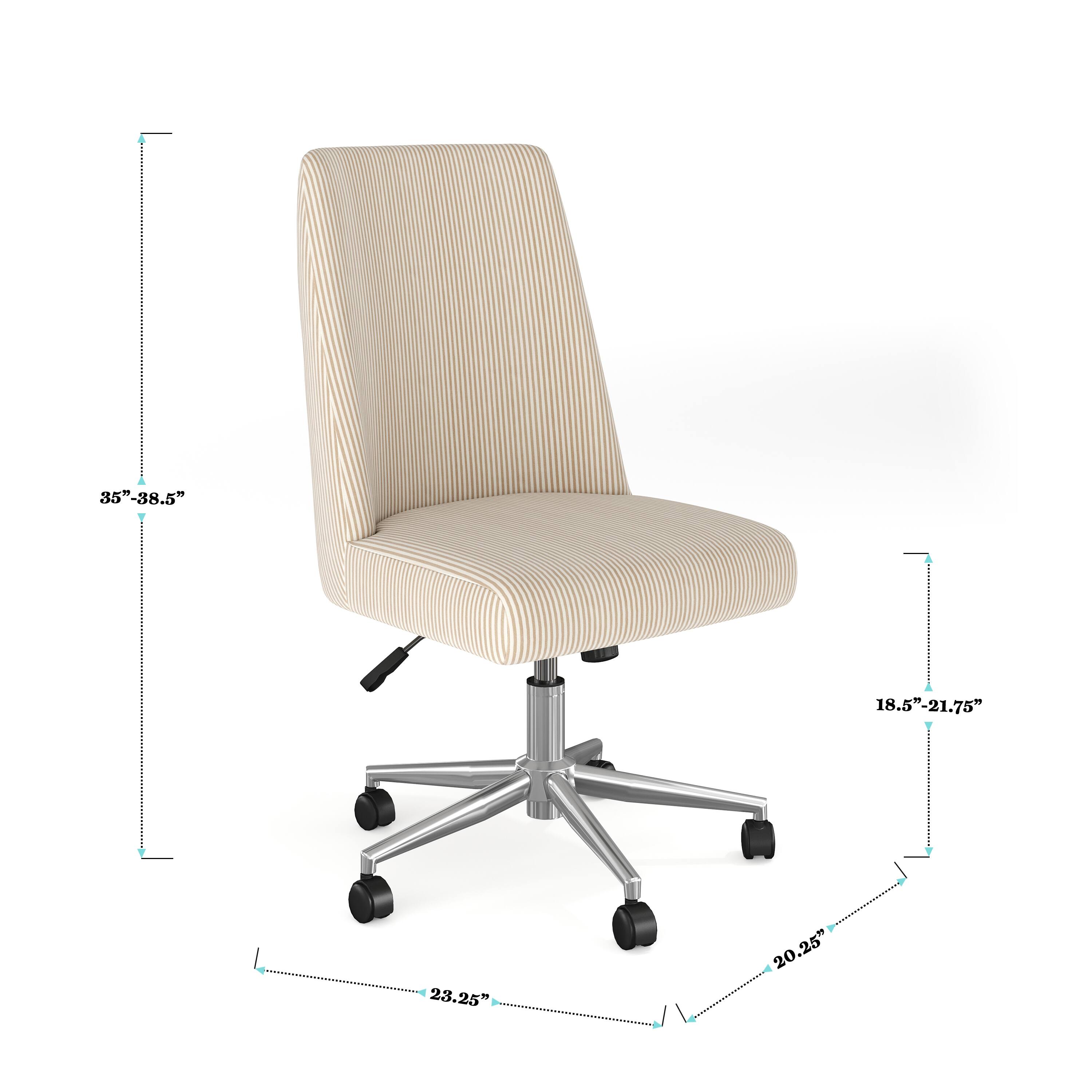 The text on the image reads: 35"-38.5" 18.5"-21.75" 23.25" 20.25". These measurements are likely related to the dimensions of the chair, such as the height, width, and seat depth.