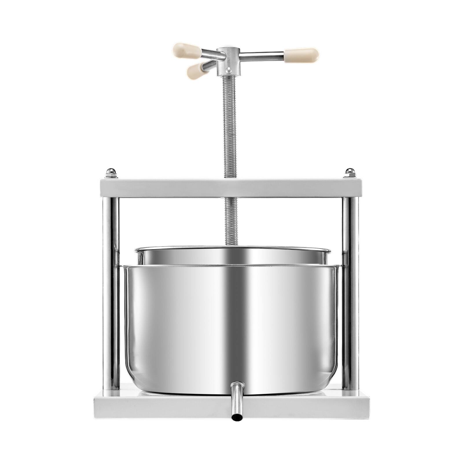 Alt View 5. VEVOR - 3.17 Gal/12L Fruit Wine Press, 2 Stainless Steel Barrels, Manual Juice Maker, Cider Apple Grape Tincture Honey Olive Oil - White.